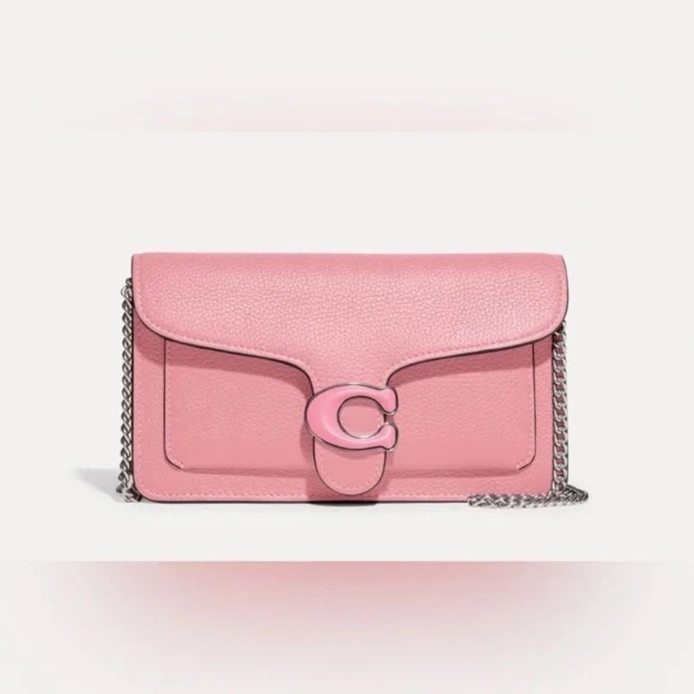 Coach Tabby Chain Clutch Crossbody in Flower Pink with Silver Hardware
